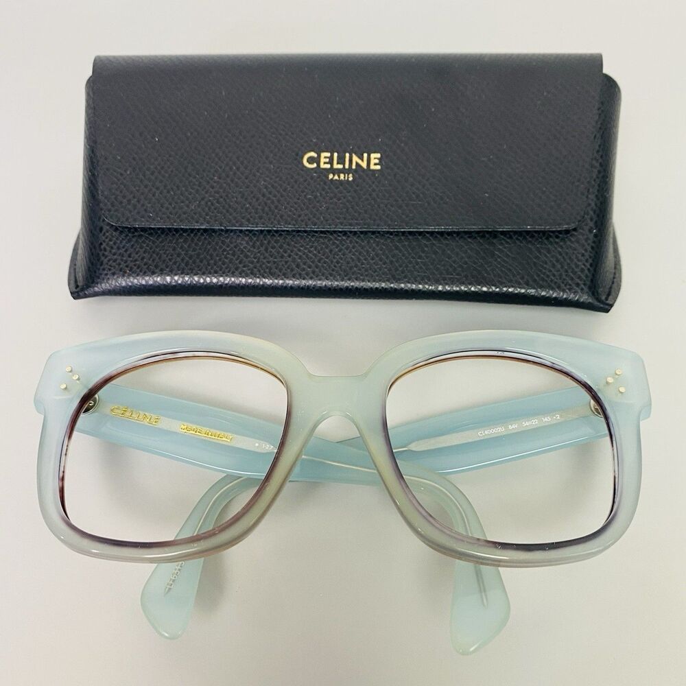 Celine CL40002U 84V Baby Blue Crystal Eyeglass Frame 54-22 145 Italy Translucent